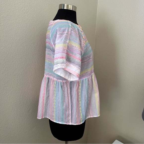 Anthropologie Letty Embroidered Babydoll Relaxed Semi sheer Blouse Size XS - Picture 7 of 15